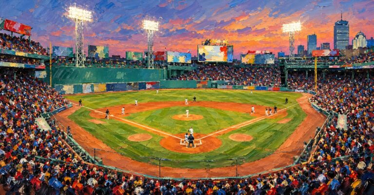 Editorial oil painting of Fenway Park in Boston