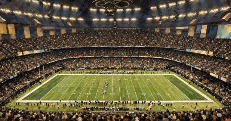 Editorial oil painting of Caesars Superdome in New Orleans.