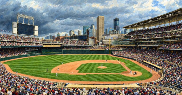Editorial oil painting of Target Field in Minneapolis.