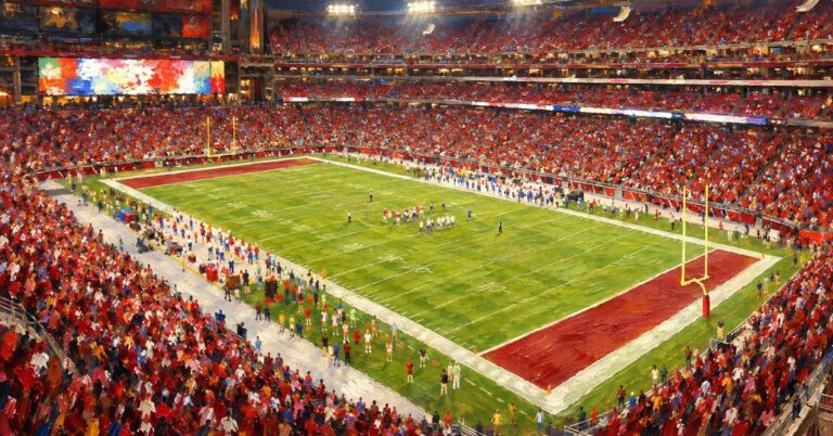 Editorial oil painting of State Farm Stadium in Glendale