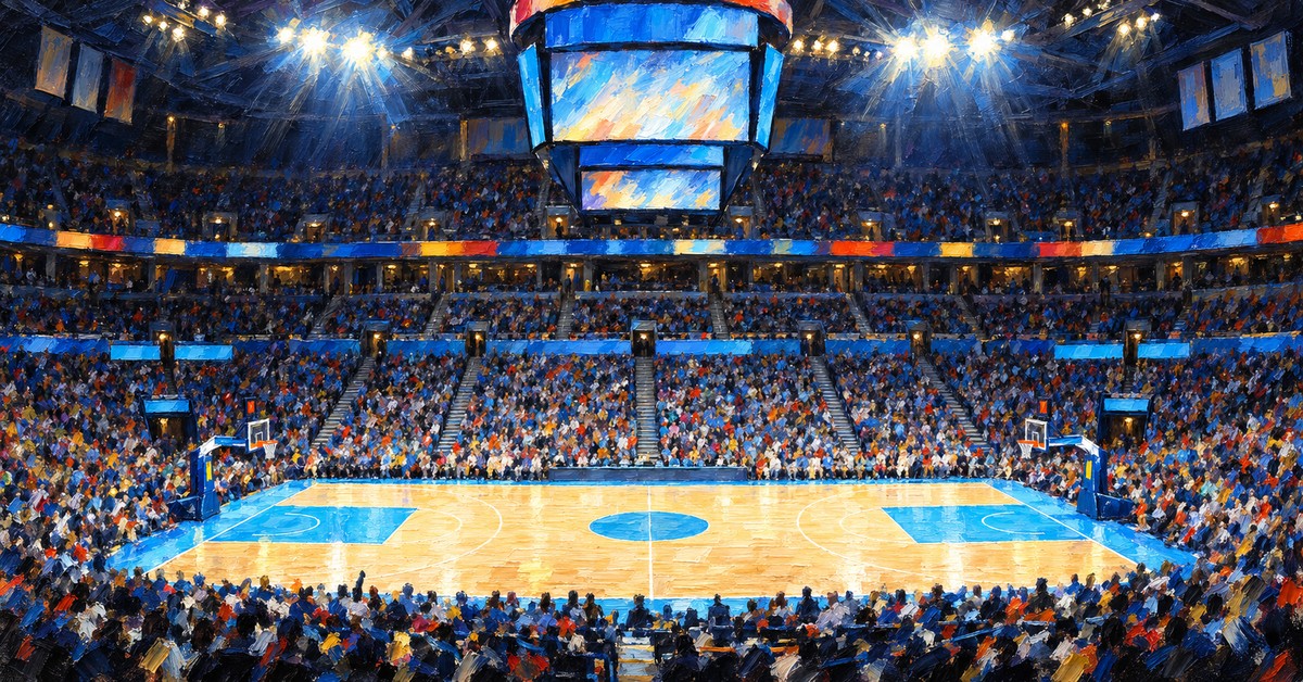 Editorial oil painting of Paycom Center in Oklahoma City