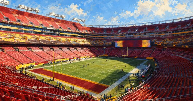 Editorial oil painting of Northwest Stadium in Landover