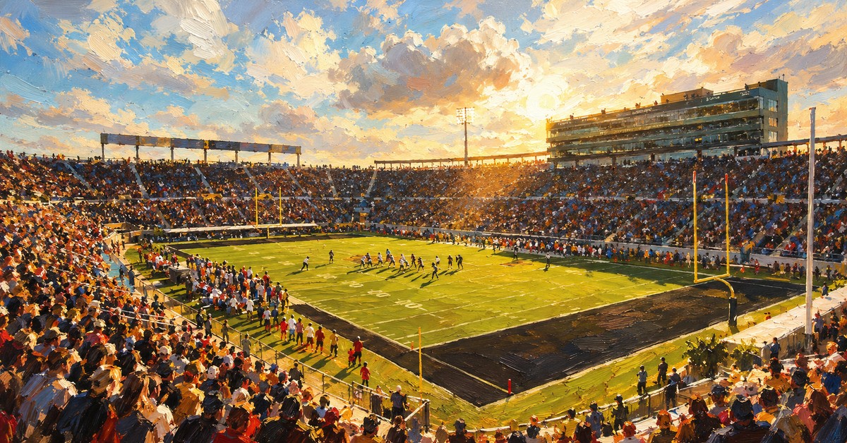 Editorial oil painting of Acrisure Bounce House in Orlando