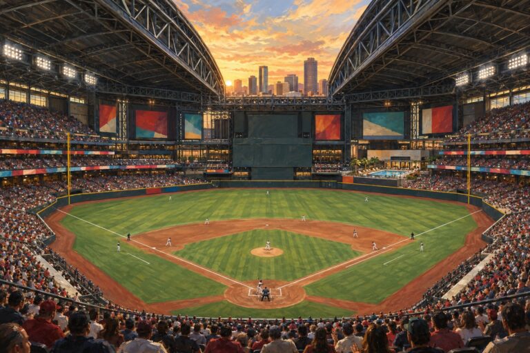 Oil painting of Chase Field on baseball game day