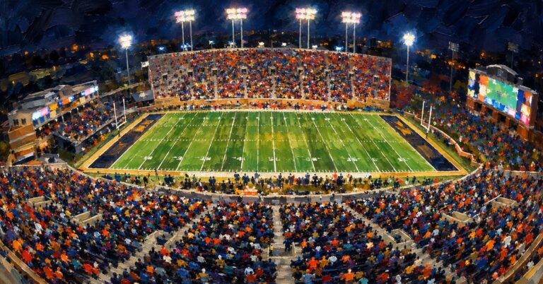 Editorial oil painting of Allegacy Federal Credit Union Stadium in Winston-Salem