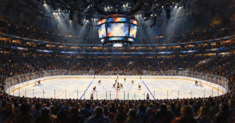 Editorial oil painting of crypto.com Arena in Los Angeles