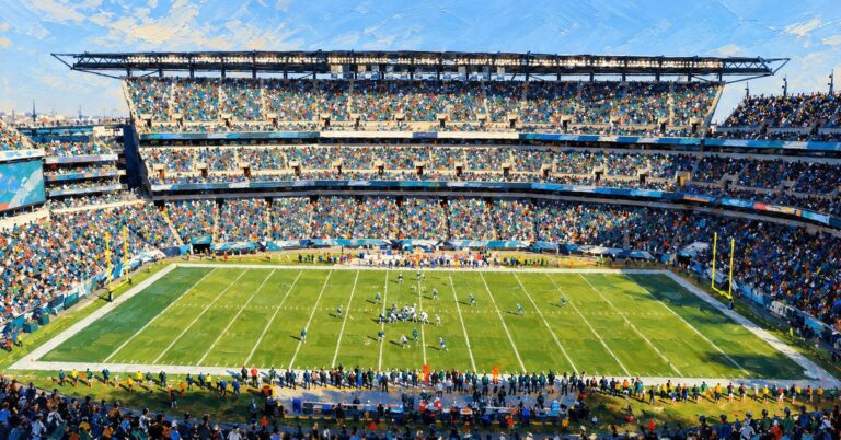 Editorial oil painting of Lincoln Financial Field in Philadelphia